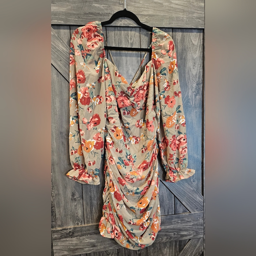 Revamped Floral Long Sleeve Dress - Multicolor